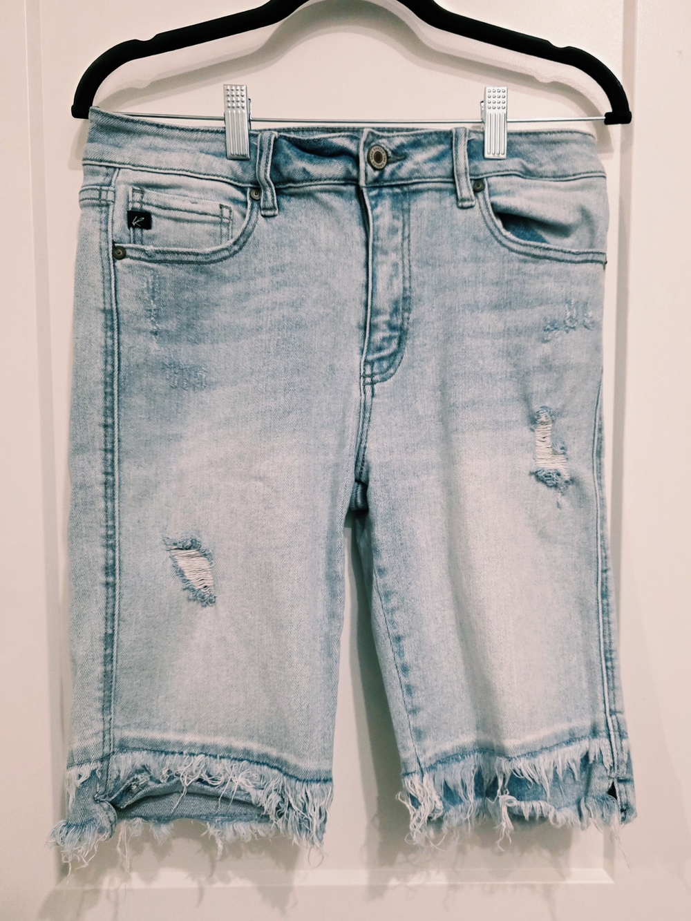 KanCan Light Blue Distressed Denim Bermuda Shorts